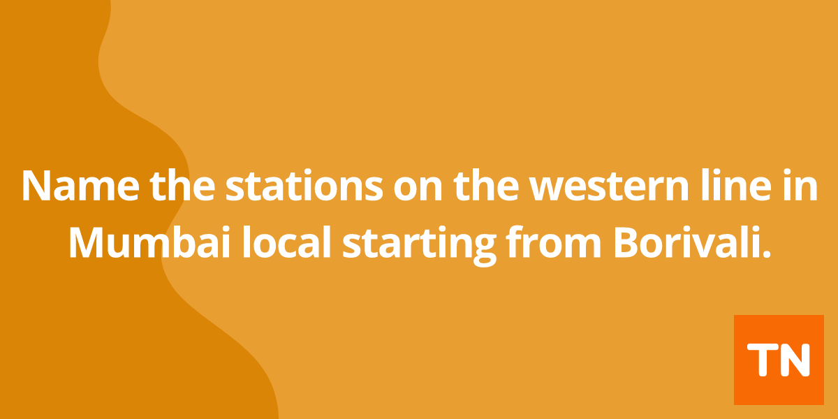 Name the stations on the western line in Mumbai local starting from Borivali.